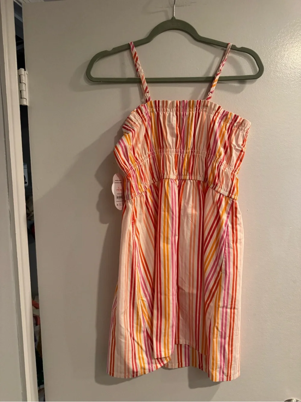 Wonder Nation Pink Orange Yellow Striped Sundress Women's Large Summer